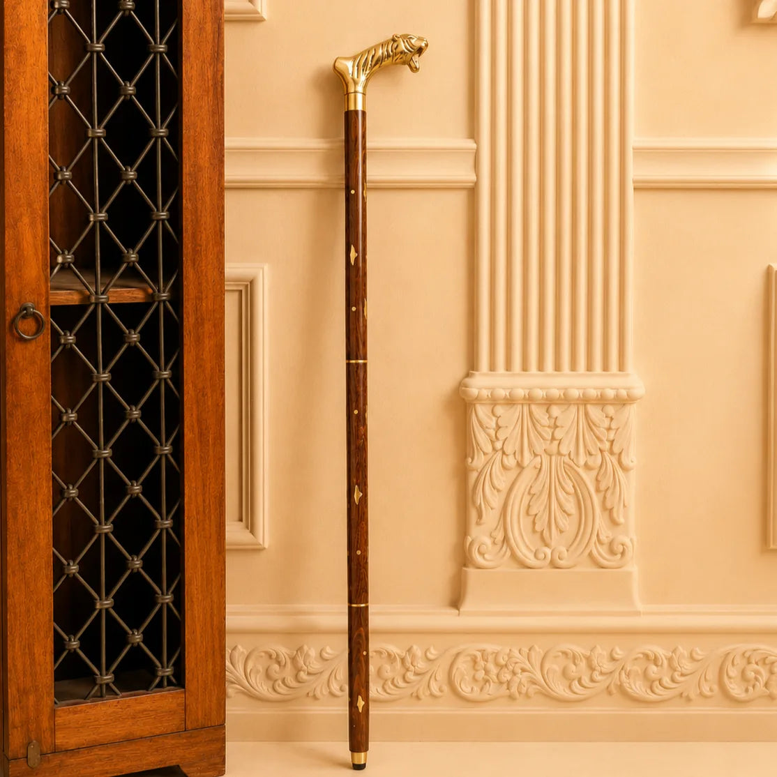 Brass Wooden Walking Stick (37 Inch) Vedansh Craft
