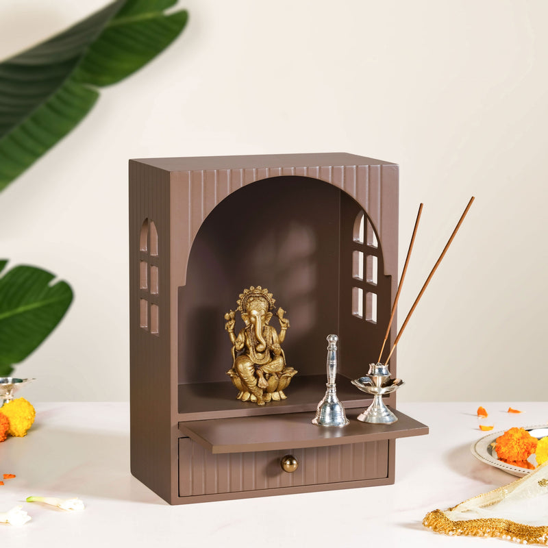 Wall Mountable Pooja Mandir For Home And Office Small 23x13x31cm Nestasia