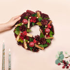 Crimson Pine Cones Ecofriendly Wreath Nestasia