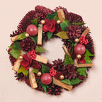 Crimson Pine Cones Ecofriendly Wreath Nestasia