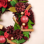 Crimson Pine Cones Ecofriendly Wreath Nestasia