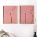 3D Abstract Wall Art Pink Set Of 2 20x16 Inch Nestasia