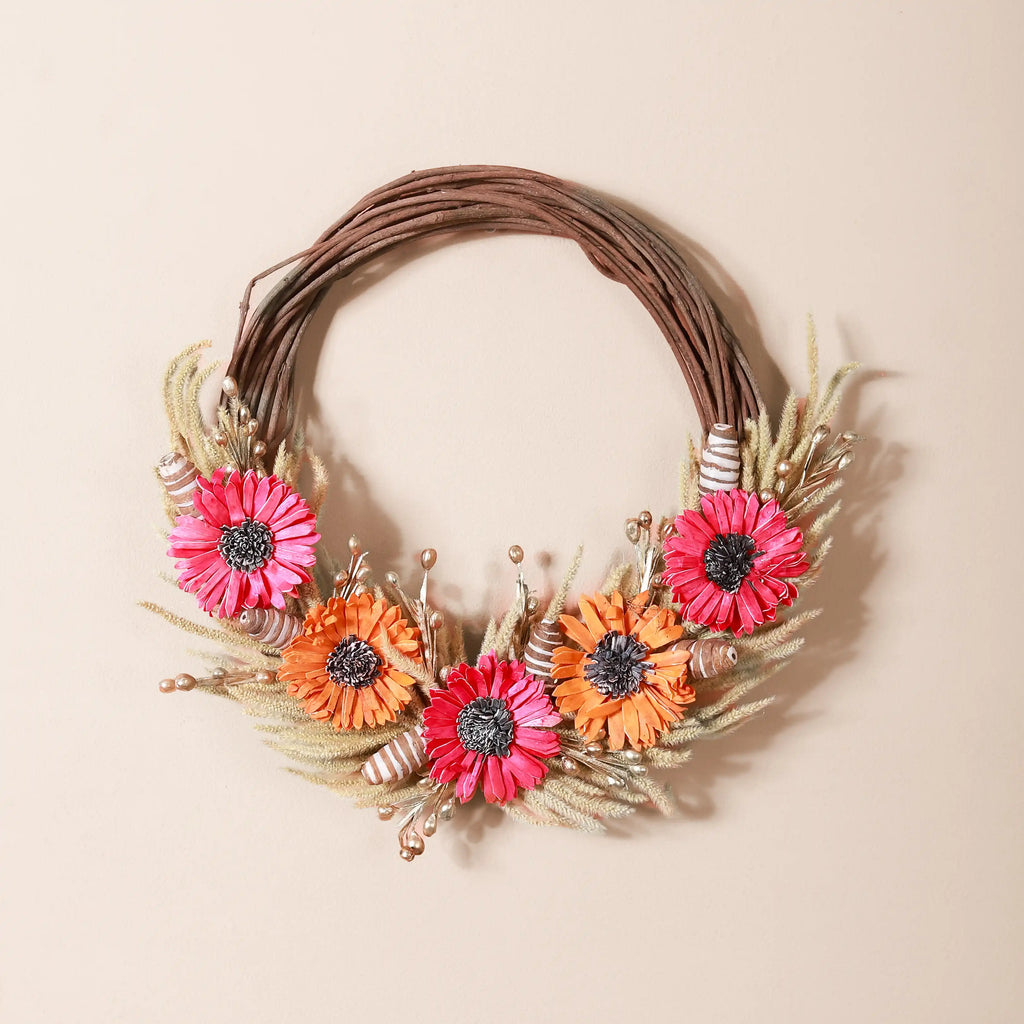 Eco Sustainable Flower Wreath For Home Multicolour Nestasia