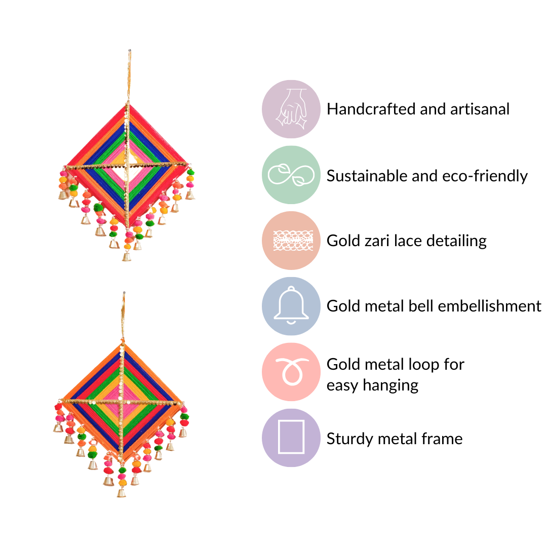 Vibrant Kite Wall Hanging Set of 2 Nestasia