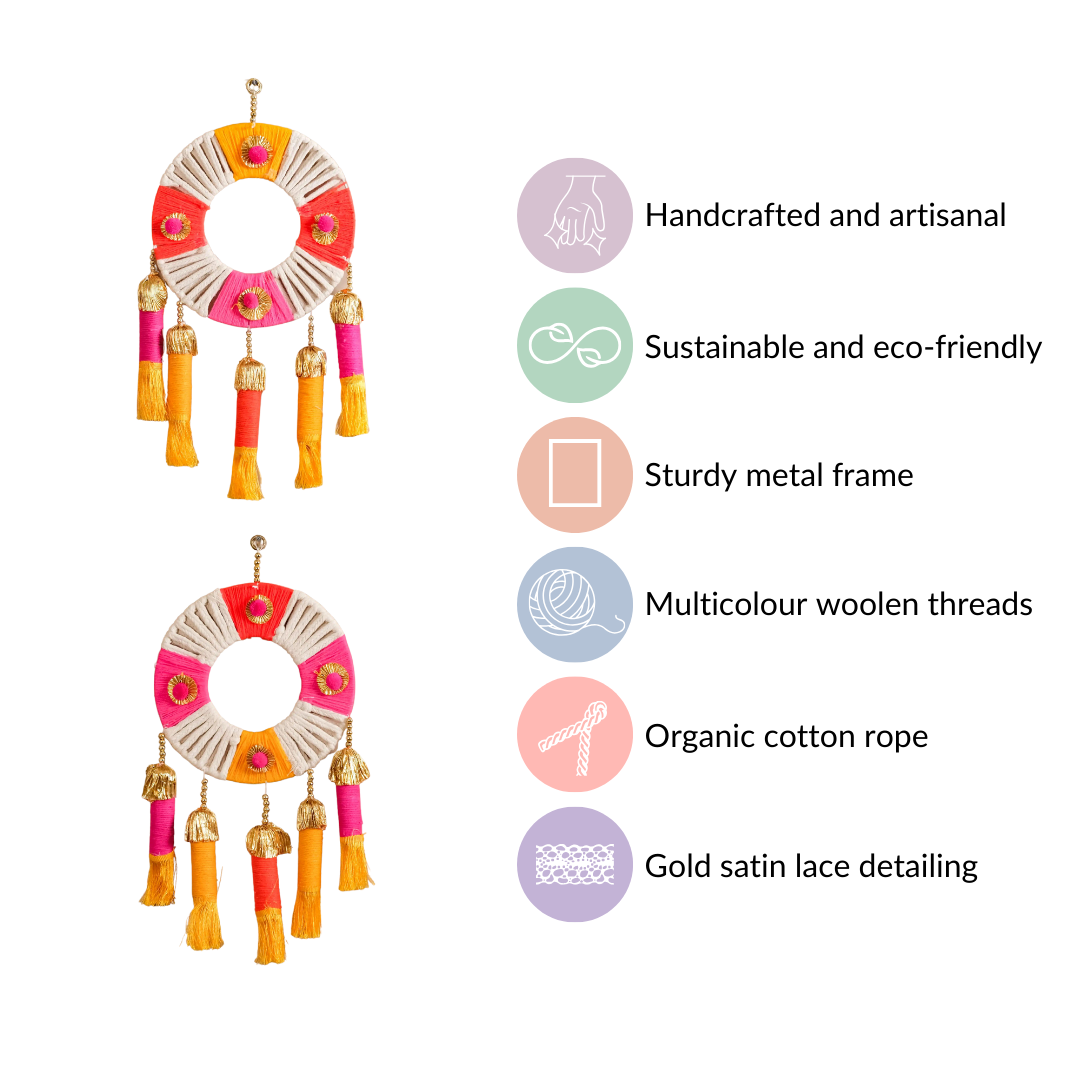 Handmade Festive Wall Hanging Set Of 2 Multicolour Nestasia