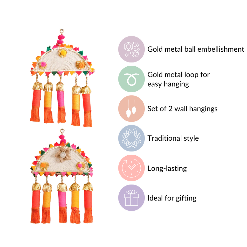 Multicolour Decorative Wall Hanging Set of 2 Nestasia