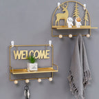 Welcome Wall Hanging Metal Rack Gold Nestasia