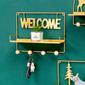 Welcome Wall Hanging Metal Rack Gold Nestasia