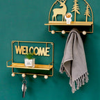 Wall Hanging Metal Shelf Forest Reindeer Gold Nestasia