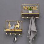 Welcome Wall Hanging Metal Rack Gold Nestasia