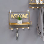 Welcome Wall Hanging Metal Rack Gold Nestasia