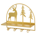 Wall Hanging Metal Shelf Forest Reindeer Gold Nestasia