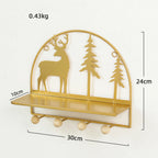 Wall Hanging Metal Shelf Forest Reindeer Gold Nestasia