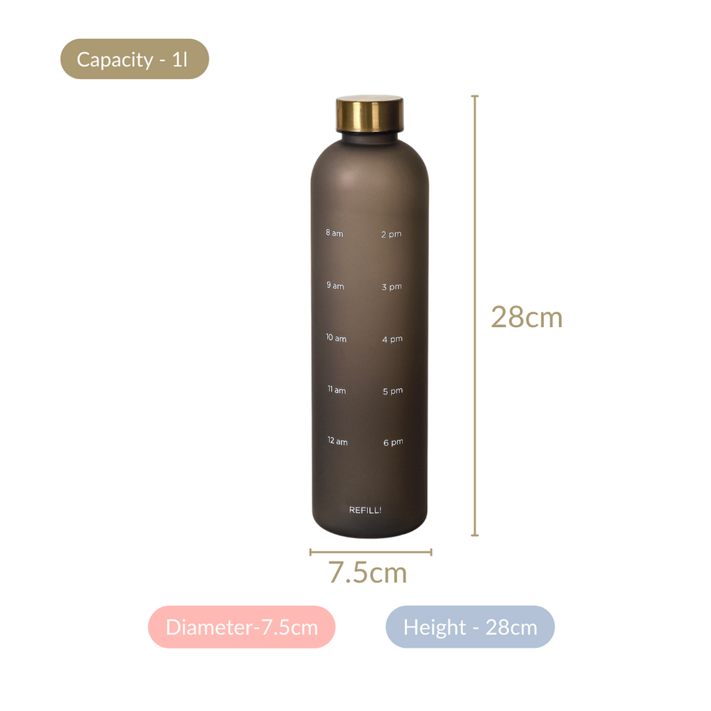 Sleek Chic Water Bottle Black 1L Set Of 2 Nestasia