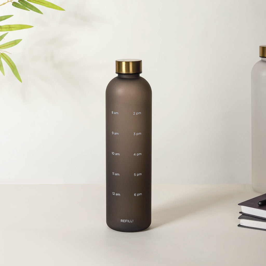 Sleek Chic Water Bottle Black 1L Set Of 2 Nestasia