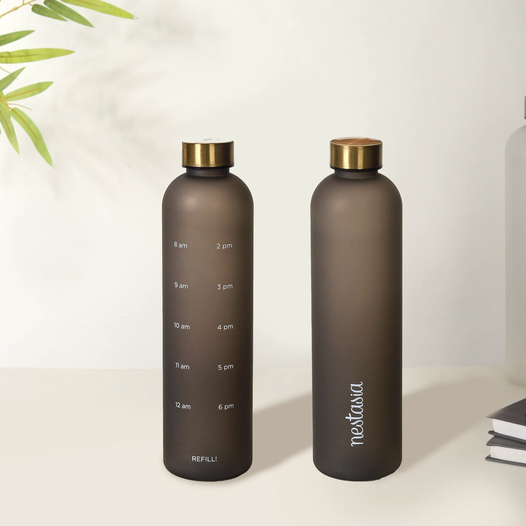 Sleek Chic Water Bottle Black 1L Set Of 2 Nestasia