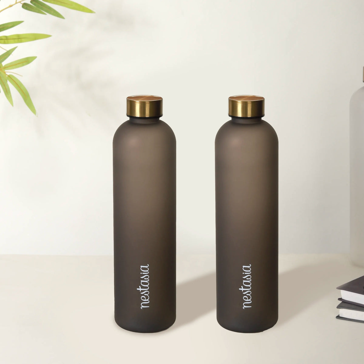 Sleek Chic Water Bottle Black 1L Set Of 2 Nestasia