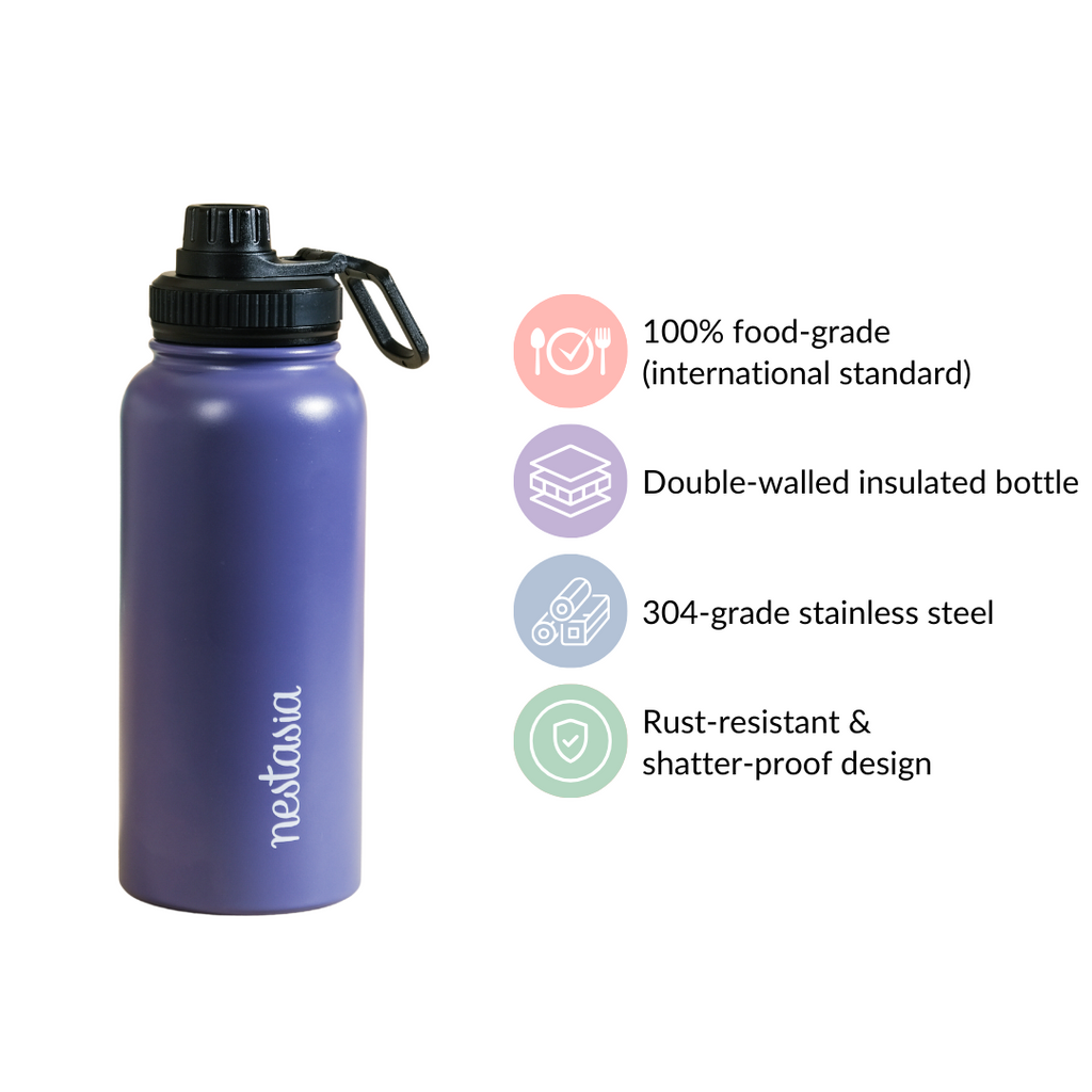 Stainless Steel Travel Bottle Blue 1L Nestasia