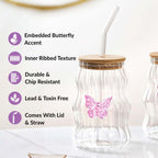 Wavy Butterfly Tumbler With Straw Set Of 2 500ml Nestasia