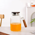 Wavy Glass Pitcher With Wooden Handle 1600ml Nestasia