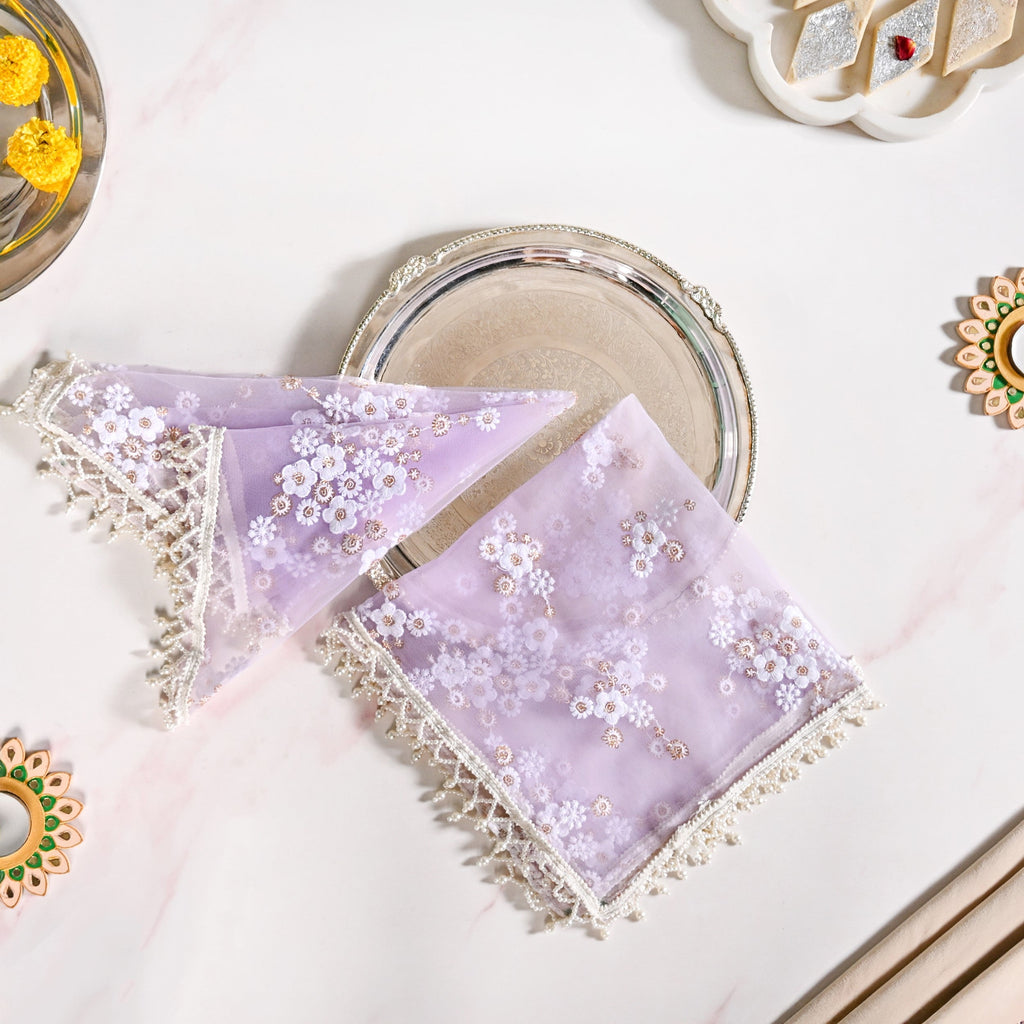 Wedding Floral Thali Cover Set Of 2 Lavender Nestasia