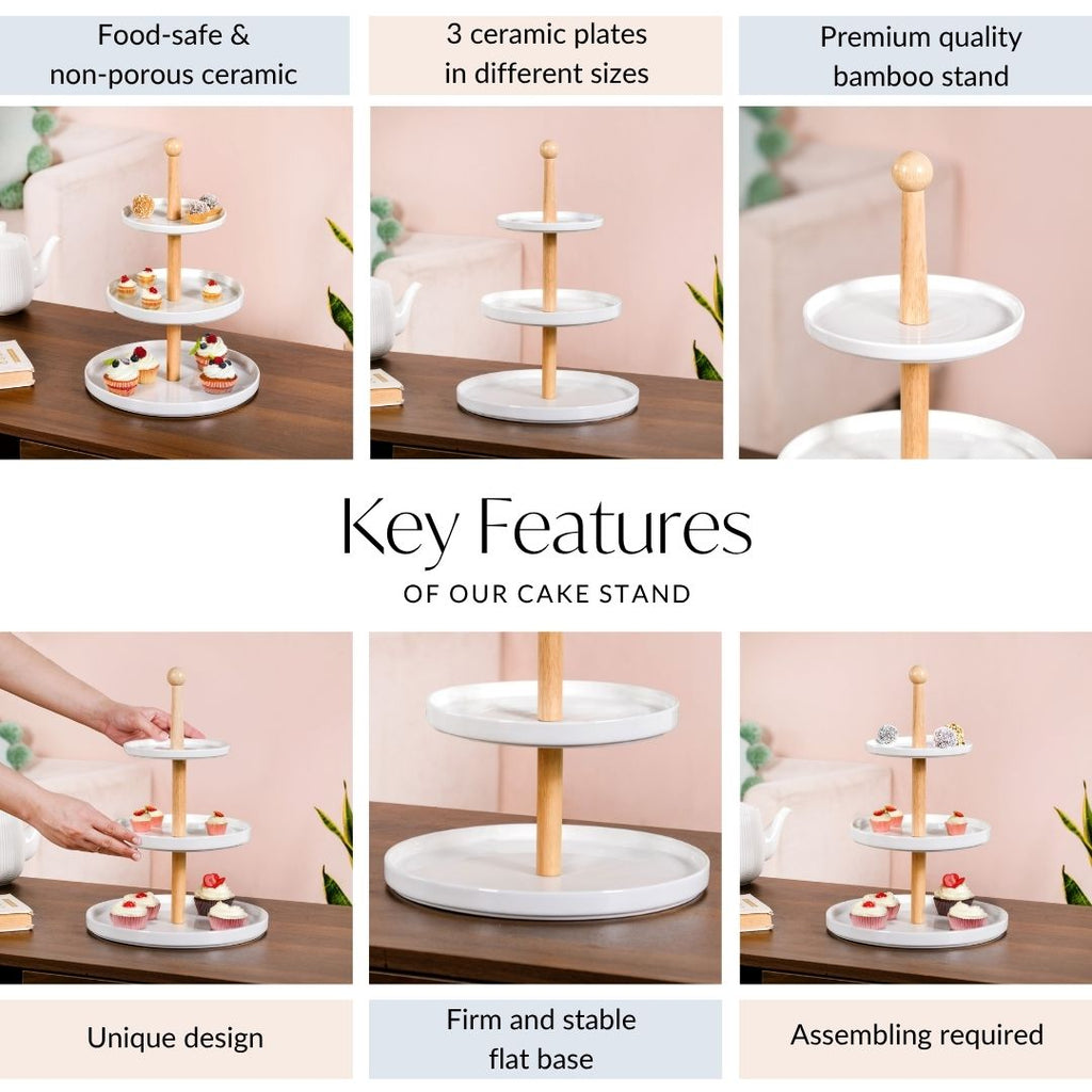 White 3 Tier Ceramic Cupcake Stand Nestasia
