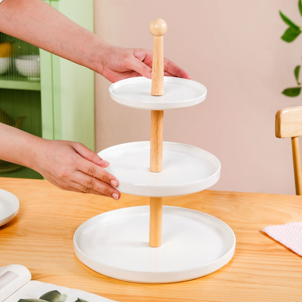 White 3 Tier Ceramic Cupcake Stand Nestasia