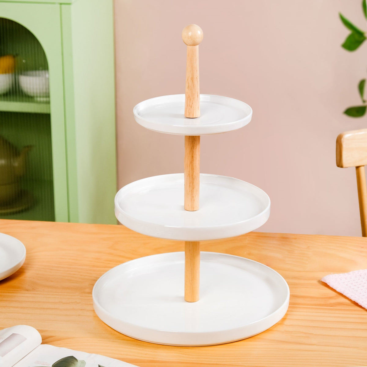 White 3 Tier Ceramic Cupcake Stand Nestasia