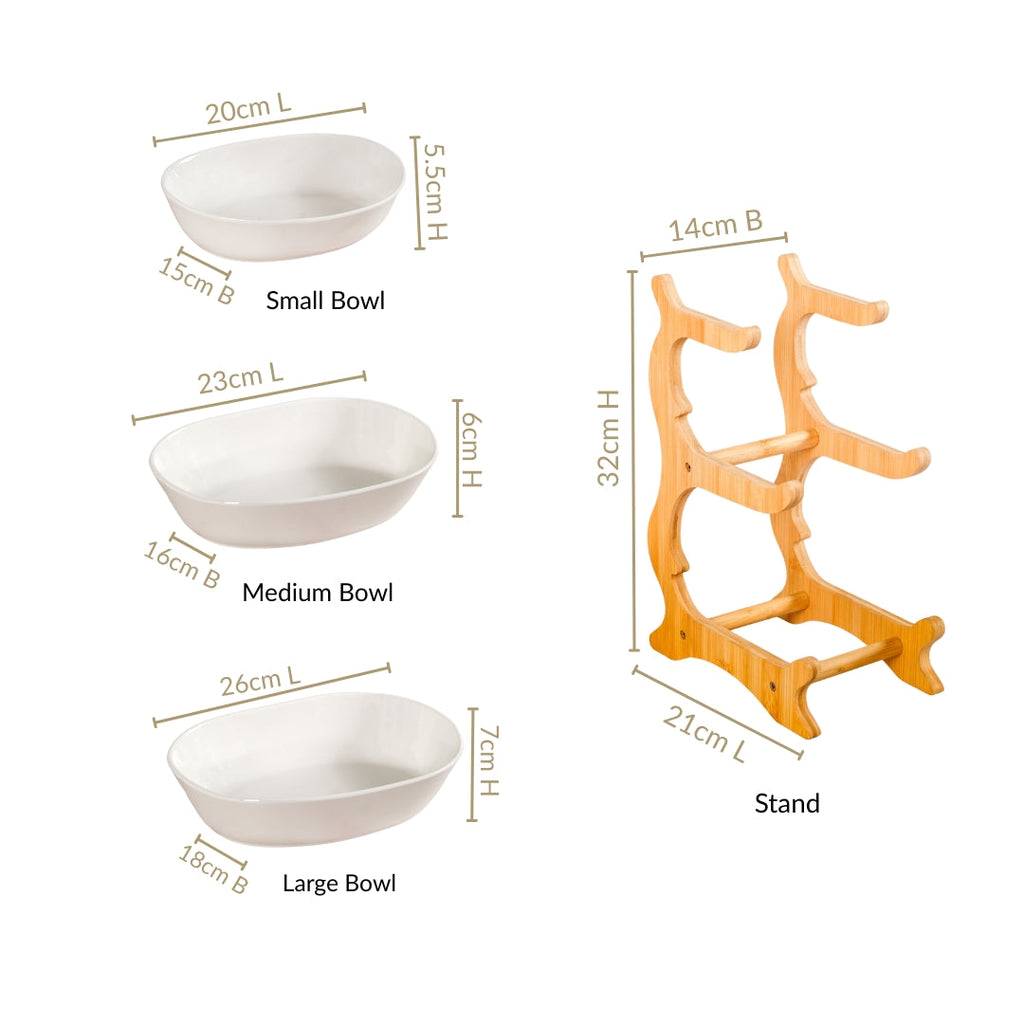 White 3 Tier Ceramic Fruit Bowl With Stand Nestasia