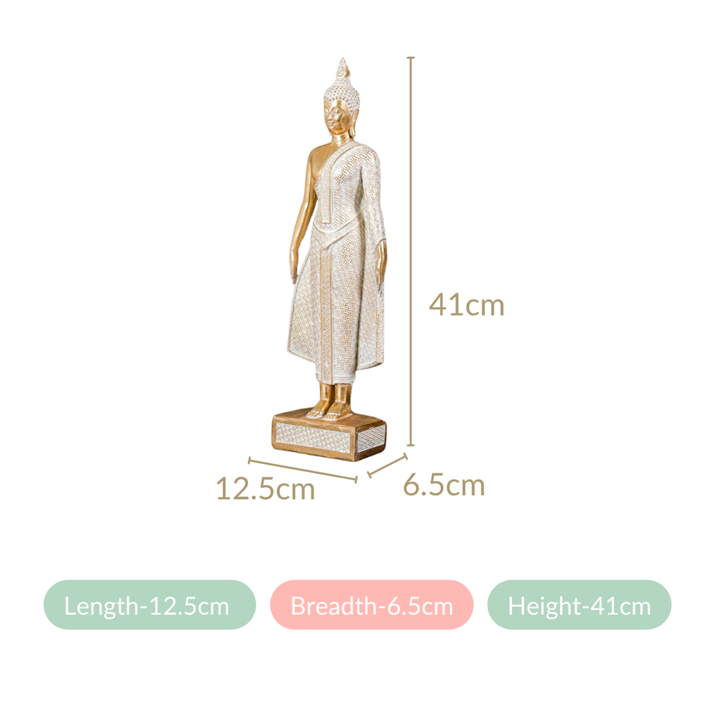 Gold Standing Buddha Decor Statue Large 16 Inch Nestasia