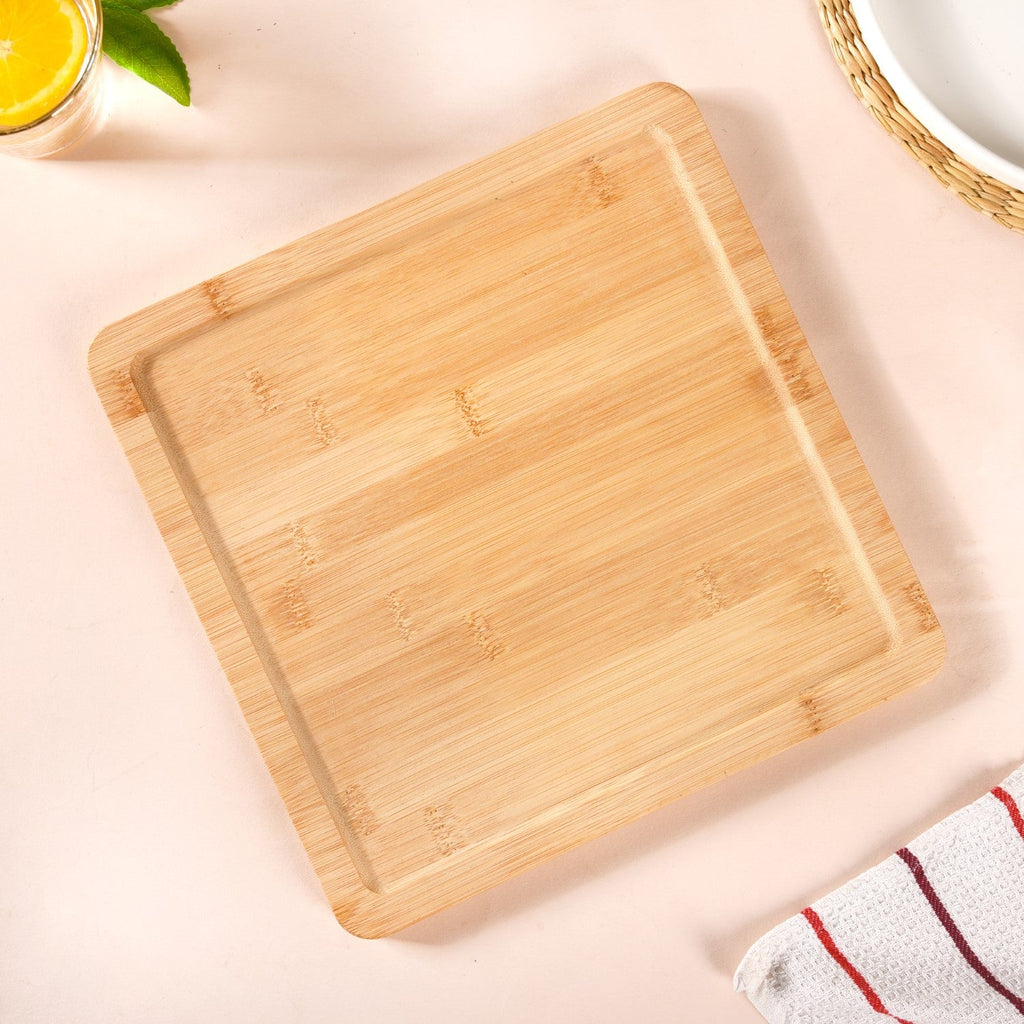 White Ceramic Bowls With Bamboo Tray Set Of 5 Nestasia