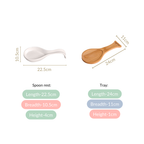 White Ceramic Spoon Holder With Wooden Tray Nestasia