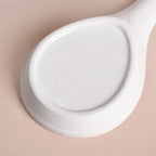 White Ceramic Spoon Holder With Wooden Tray Nestasia
