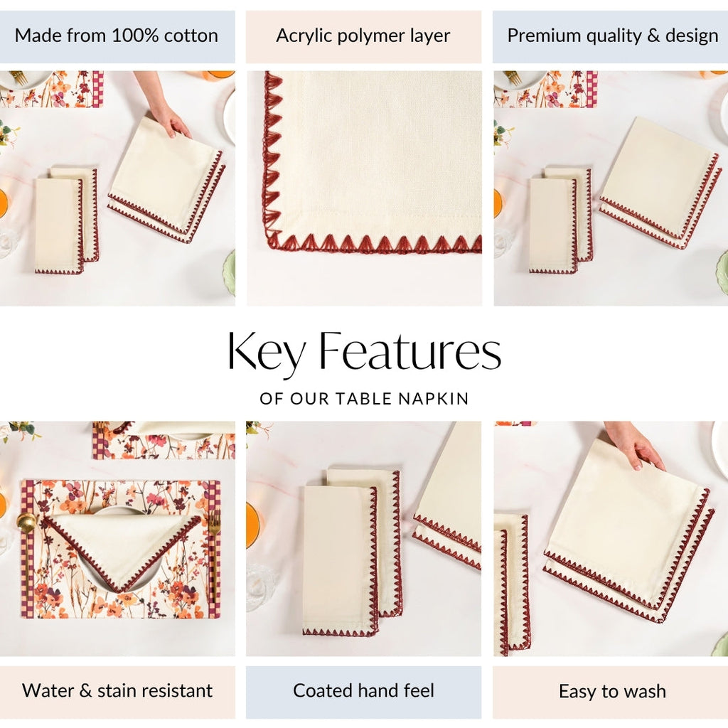 White Cotton Table Napkin Set Of 4 Nestasia