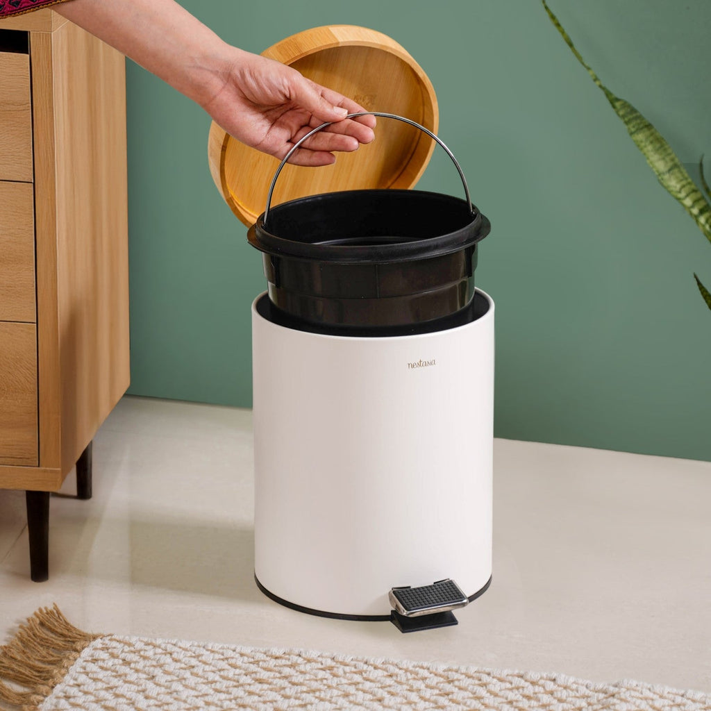Modbin White Dustbin With Detachable Bucket 5000ml Nestasia