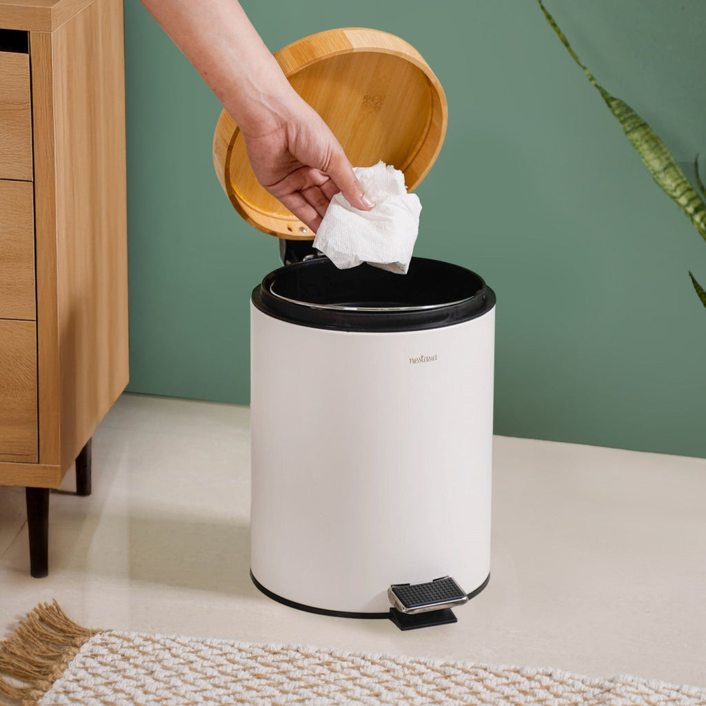 Modbin White Dustbin With Detachable Bucket 5000ml Nestasia