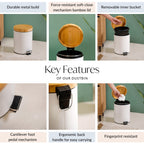 Modbin White Dustbin With Detachable Bucket 5000ml Nestasia