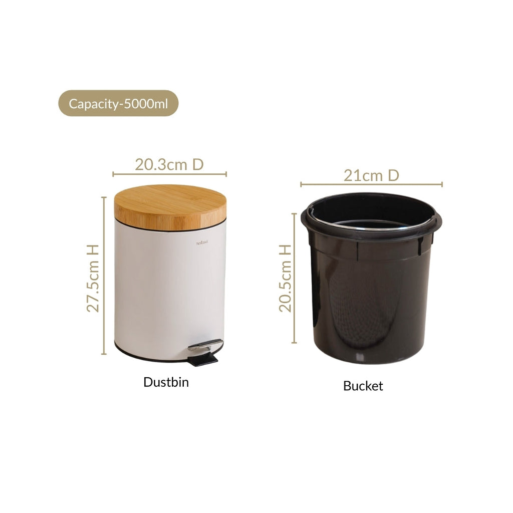 Modbin White Dustbin With Detachable Bucket 5000ml Nestasia