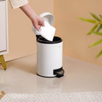 Clean Curve Pedal Operated Metal Dustbin With Bucket White 3000ml Nestasia