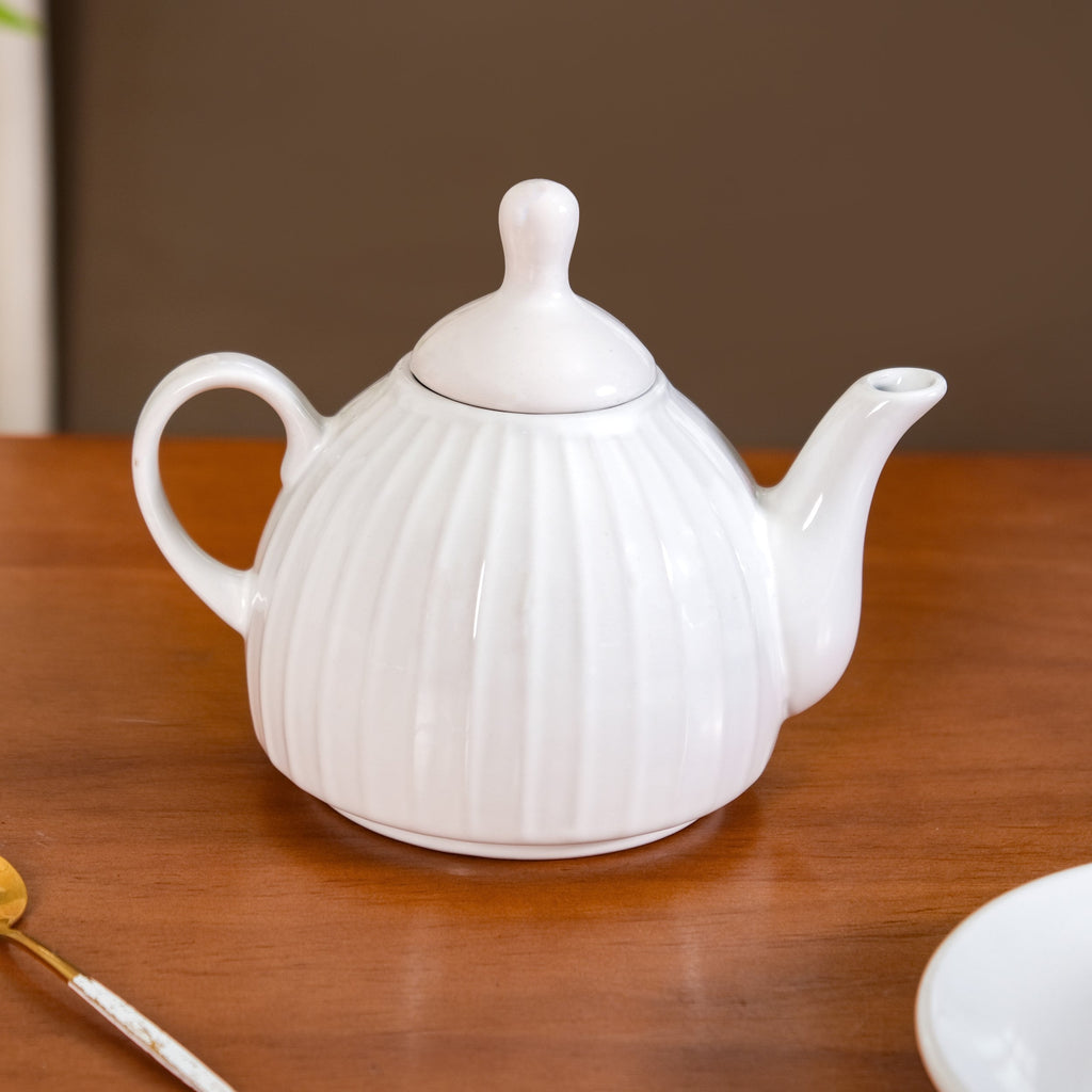 Ambrosia White Ceramic Teapot With Cup And Saucer Nestasia