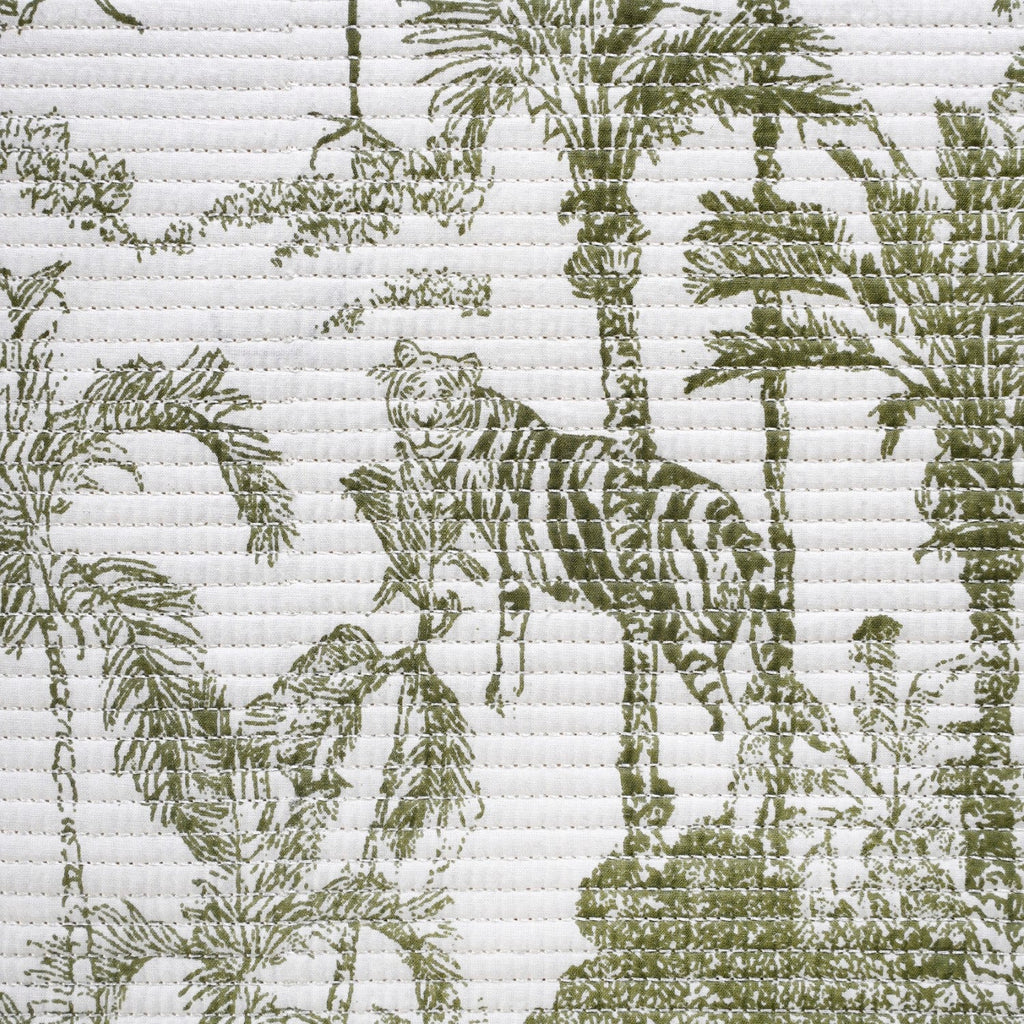 Tropical Quilted Cotton Bedcover Olive Green 250x220cm Nestasia