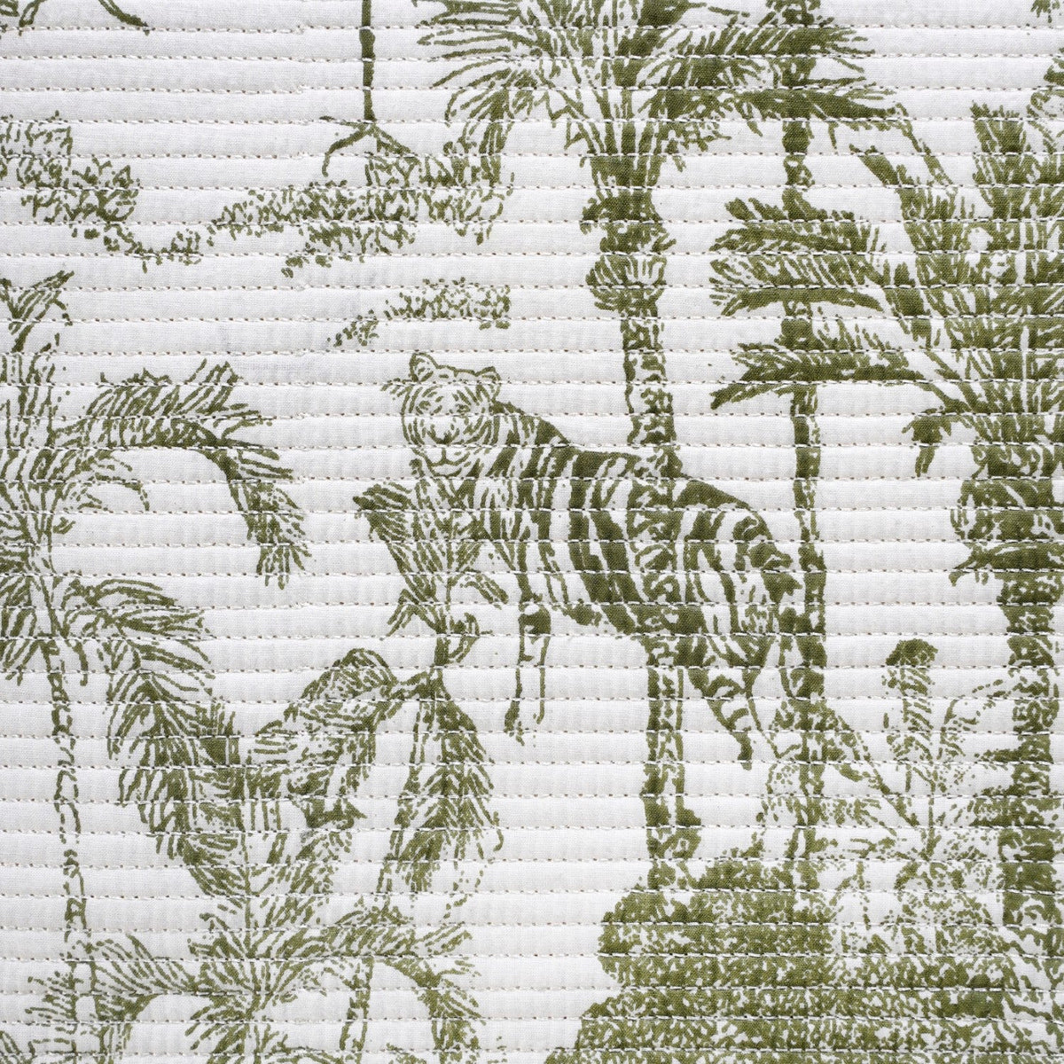 Tropical Quilted Cotton Bedcover Olive Green 250x220cm Nestasia