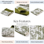 Tropical Quilted Cotton Bedcover Olive Green 250x220cm Nestasia