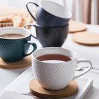 MAGNIFIQUE textured mug with cork coaster - white Nestasia