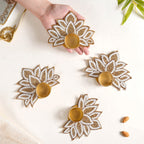 Lotus Tealight Candle Holder Set of 4 White Nestasia