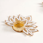 Lotus Tealight Candle Holder Set of 4 White Nestasia
