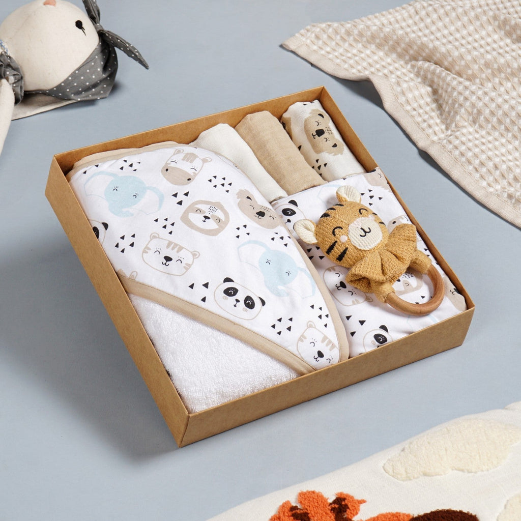 Wild One Baby Shower Gift With Towel Swaddle Rattle Napkin Set Of 6 Nestasia