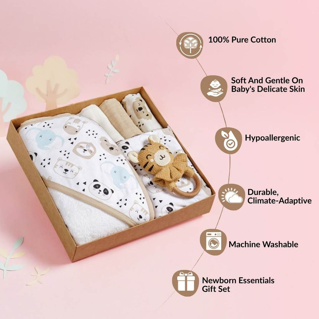 Wild One Baby Shower Gift With Towel Swaddle Rattle Napkin Set Of 6 Nestasia