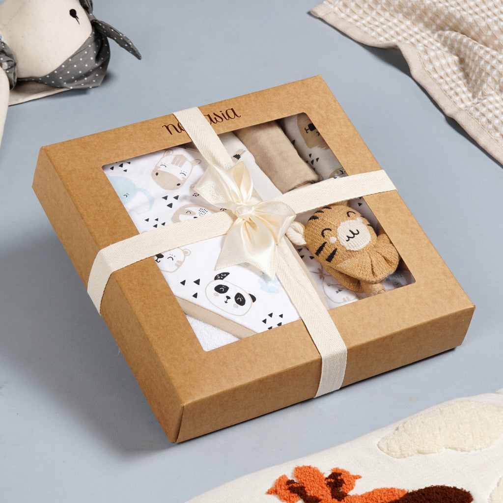 Wild One Baby Shower Gift With Towel Swaddle Rattle Napkin Set Of 6 Nestasia