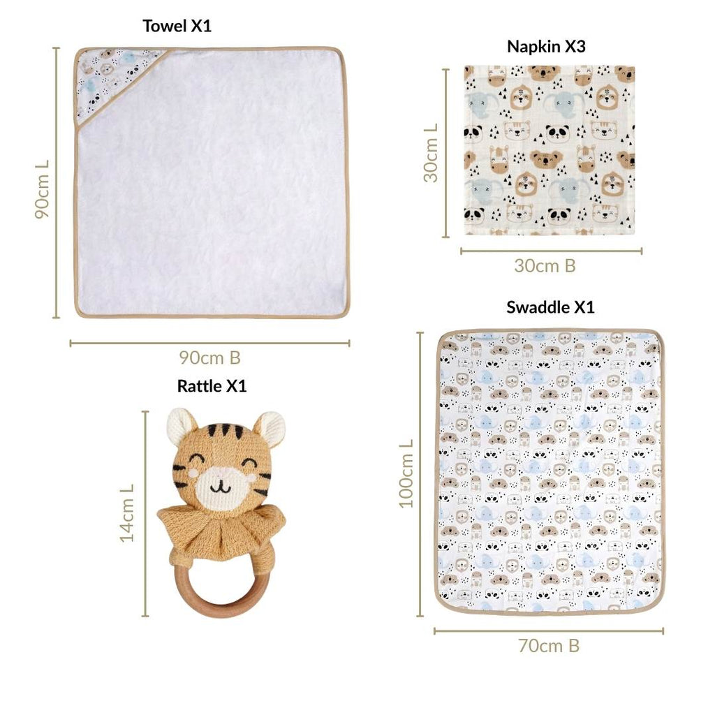 Wild One Baby Shower Gift With Towel Swaddle Rattle Napkin Set Of 6 Nestasia